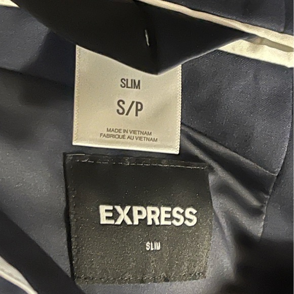 Express Men's Suit Over Coat/Jacket Blazer Double-Breasted Dark Blue Slim Sz S/P - Picture 4 of 14